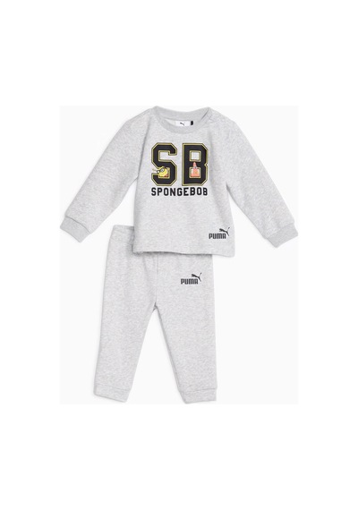 Düz Gri Bebek Eşofman Takımı 62221604 Puma X Spongebob Crew Jogg Gri Gri
