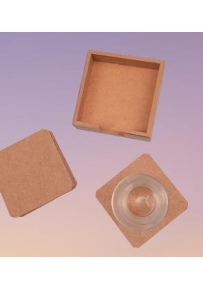 Hobi Dekoratif Model Tabak Altı Seti Kare Ahşap HAM MDF El Yapımı