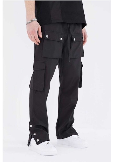 Siyah Cep Detaylı Lastik Bel Jogger Pantolon Siyah