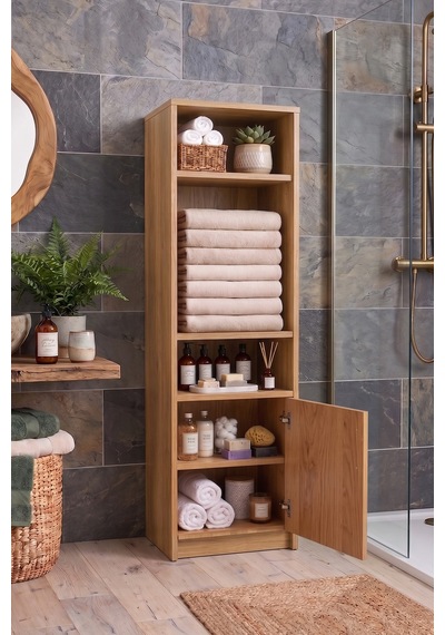 Denate Meşe Çok Amaçlı Raflı Banyo Kiler Mutfak Erzak Çamaşır Odası Dolabı Meşe Denate