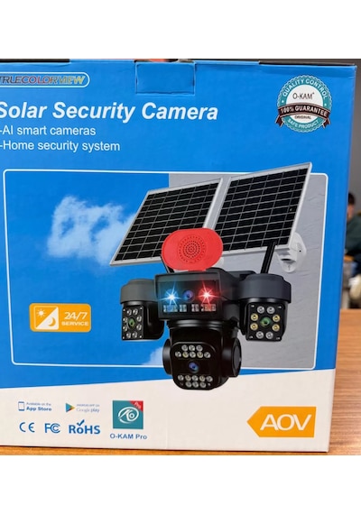 O-kam Ok337 Premium 12mp 4 Kameralı 4g Çift Solar Panel Aov Gece Görüş Sesli Konuşma Akıllı Kamera