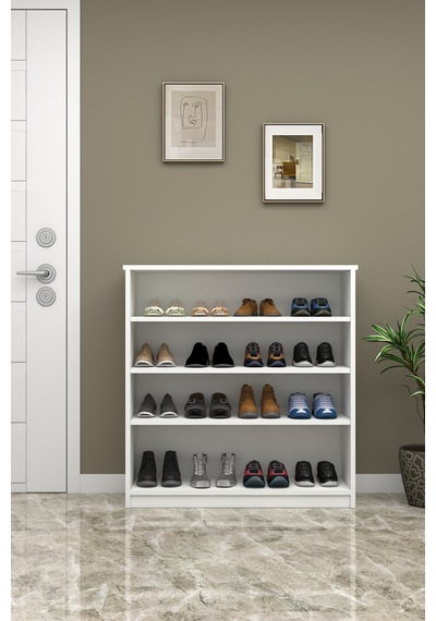 Asra Trend 4 Katlı Açık Raflı Ayakkabılık A-32 %100 MDF Modern Bot Uyumlu Düzenleyici Beyaz Asra Trend 4 Katlı Açık Raflı Ayakkabılık A-32 %100 MDF Modern Bot Uyumlu Düzenleyici Beyaz