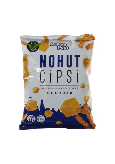 Rolling Pops Nohut Cipsi 56g Cheddar - Vegan Atıştırmalık - 8 Adet Tarı