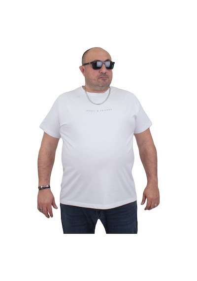 Moc Grande Mocgrande Erkek Büyük Beden Sıfır Yaka Tişört Rich 24134 Beyaz-Beyaz