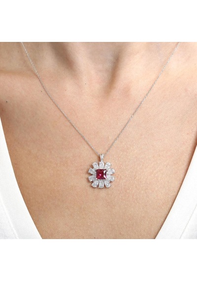 Mia vento Effective Diamond Milano Rüyası Sentetik Yakut Taşlı Gümüş Kolye