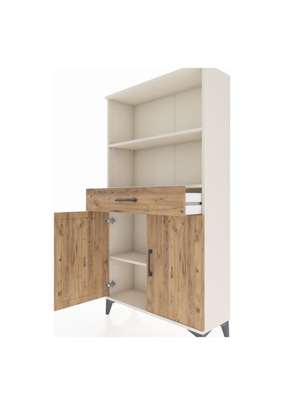 Arges Dolap 3 Raflı Tek Çekmeceli 2 Kapaklı 88x30x163 Aytaşı-çam Aytaşı