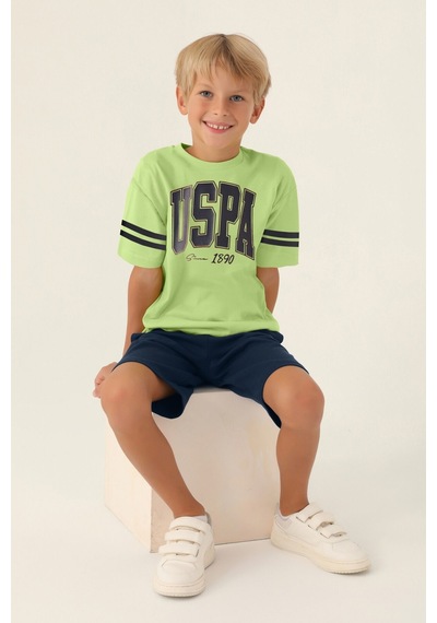 U.S. Polo Assn. Lisanslı Sim Lime Erkek Çocuk Bermuda Takım 5274-43046 Lime