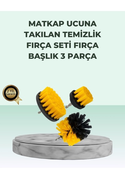 Mey İthalat Matkap Uyumlu Temizlik Fırçası Seti 3 Lü Çok Amaçlı
