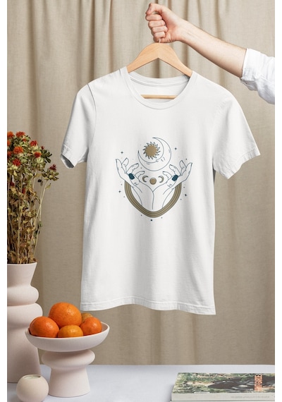Noıssey Trust Your Soul Boho Tasarımlı Unisex Oversize Beyaz T-shirt