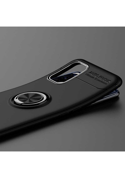 Oppo Reno A72 Kılıf Zore Ravel Silikon Kapak Siyah-Kırmızı
