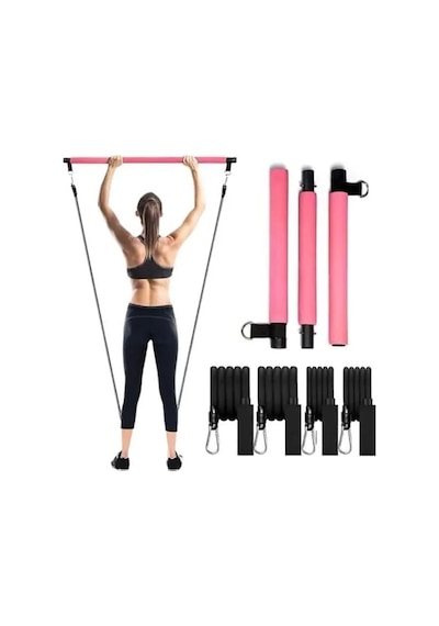 Ayarlanabilir Zorluk Pilates Barı Egzersiz Çubuğu Açık Bej