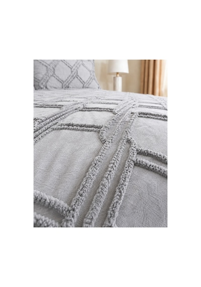 Premium Kabartma Dokulu Royal Model Çift Kişilik Yatak Örtüsü 2 Adet Yastık Kılıfı Dahil 250 X 260 Gri