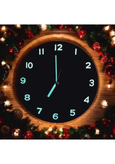 Fosforlu 3d Kabartma Rakam Ahşap Camsız Duvar Saati Çap 29 Cm Siyah