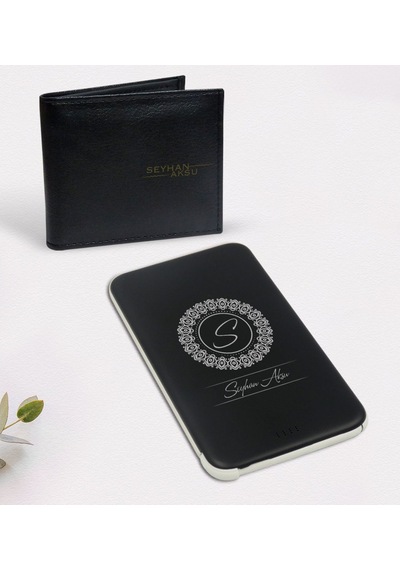Kişiye Özel Isimli Siyah Cüzdan Ve 5.000 Mah Powerbank Set (512122244)