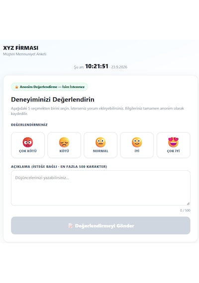 İşletmeler İçin Dijital Memnuniyet Panosu Modülü Kablosuz
