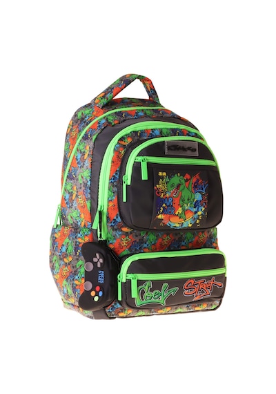 Kaukko Kids Erkek Çocuk Street Dinazor Baskılı Street Altı Bölmeli İlkokul Sırt Çantası - L5414 Çok Renkli