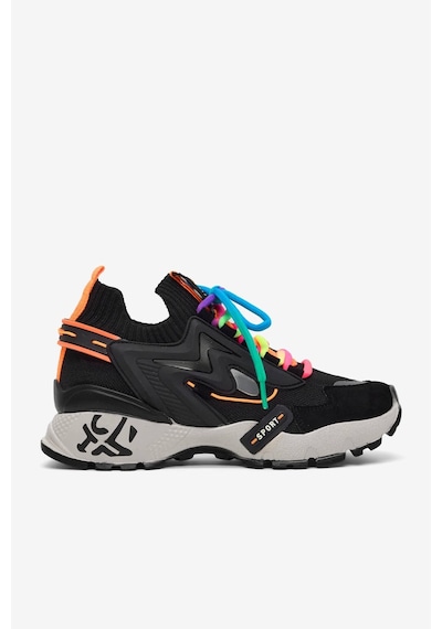 Tonny Black Rahat Kalıp Renkli Lastik Boğazlı Bağcıklı Sneaker Kadın Siyah Sneaker Tbtdyz1903
