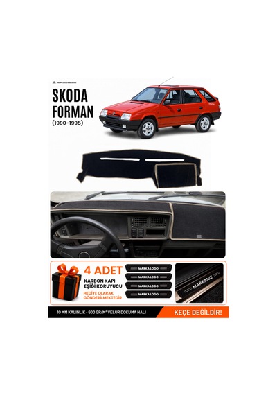 Skoda Forman 1990-1995 Uyumlu Torpido Koruma, Torpido Örtüsü, Torpido Kılıfı - Siyah-bej - Sk003
