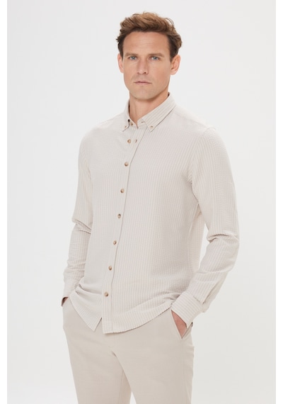 AC&Co / Altınyıldız Classics Erkek Bej Pamuklu Slim Fit Dar Kesim Düğmeli Yaka Gofre Desenli Gömlek Bej AC&Co / Altınyıldız Classics Erkek Bej Pamuklu Slim Fit Dar Kesim Düğmeli Yaka Gofre Desenli Gömlek Bej