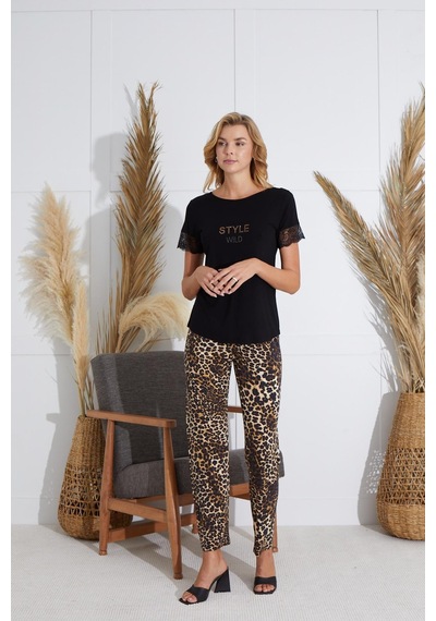 Sevim Kadın Kısa Kol Siyah Pijama Takım C6t0n551 001