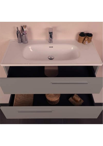 Kobos Serenity 100 Cm Banyo Dolabı Seti Moon Grey Gri Kobos Serenity 100 Cm Banyo Dolabı Seti Moon Grey Gri
