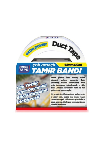 27kids Boss Tape Kanal Tamir Bandi, 10 Metre Uzunluk X 48 Mm Kalinlik, Beyaz Açık Bej