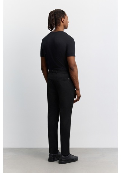 Avva Erkek Siyah Yanı Lastikli Viskon Karışımlı Slim Fit Pantolon A62y3053