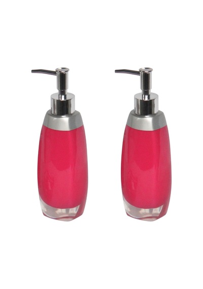 Banyo Seti Sıvı Sabunluk 2 Adet Gri Pembe Model Poliresin 6x5x22c Gri - Pembe