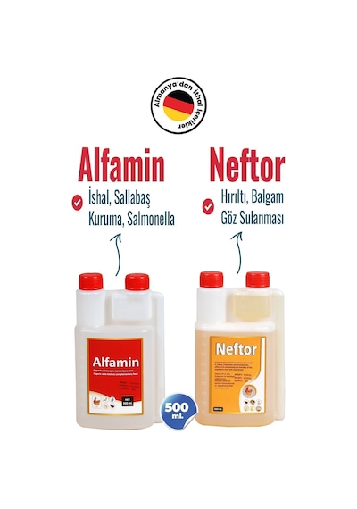 2li Set Kuşlar Alfamin Ishal + Neftor Hırıltı Seti 500 Ml