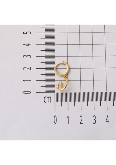 U Harf Sarı Altın 14 Ayar Sallantılı Küpe Kpeg32417