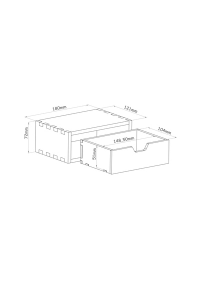 Desna Tek Katlı Tek Çekmeceli Mini Dolap - Kiraz 18 Cm Uzunluk X 12.1 Cm Derinlik X 7.2 Cm Woodsaka Doğal Ahşap