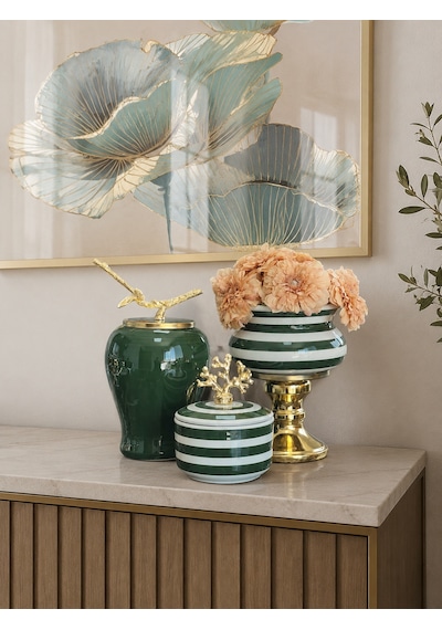 Dekoratif - Salon Seti Yeşil Zebra Gold
