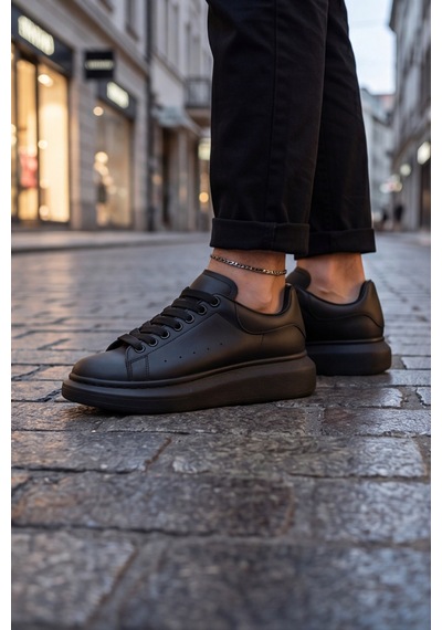 Liaquenn - Rahat Ve Hafif Yüksek Tabanlı Yürüyüş Günlük Spor Giy Çık Unisex Sneaker Ayakkabı - K... Siyah