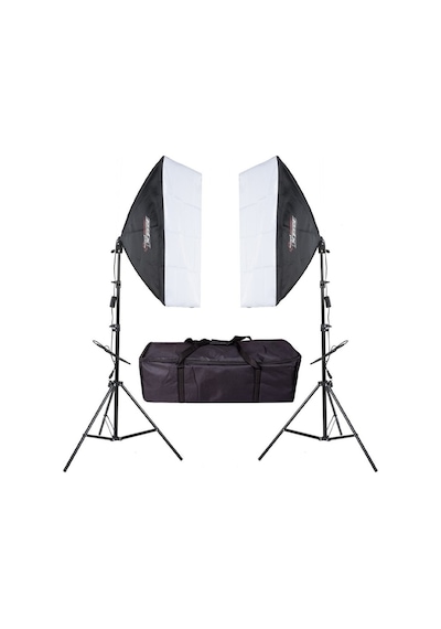 Pdx Tek Duylu Ampulsüz 2'li Softbox Seti + 2 M Ayak + Çanta
