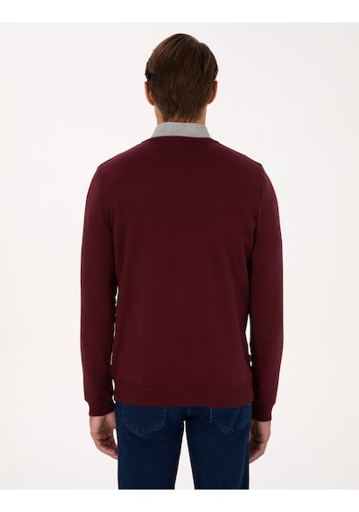 Pierre Cardin Erkek Koyu Bordo Kazak /triko 50314190-vr175 Koyu Bordo