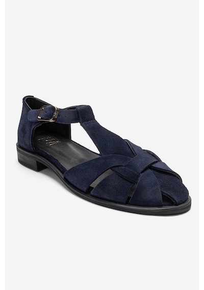 Luvishoes Dexara Lacivert Süet Hakiki Deri Kadın Sandalet