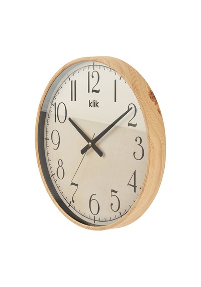 Simplex Ahşap Görünümlü Duvar Saati - Bej - 38 Cm Çok Renkli