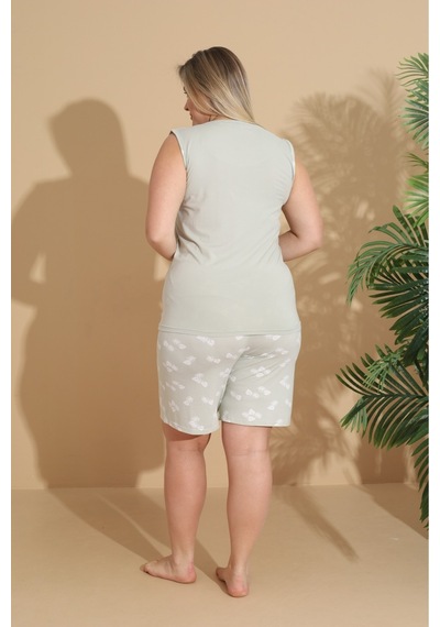 Eyfuze Kadın Milan Kumaş Büyük Beden Curve Baskılı Desenli Şortlu Pijama Takımı Açık Yeşil Eyfuze Kadın Milan Kumaş Büyük Beden Curve Baskılı Desenli Şortlu Pijama Takımı Açık Yeşil