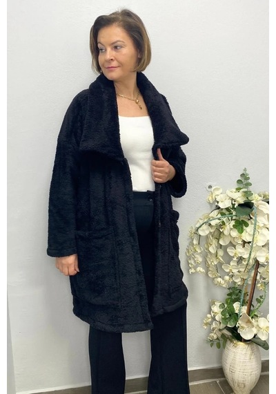 Mia Butik Kadın Siyah Peluş Hırka Siyah