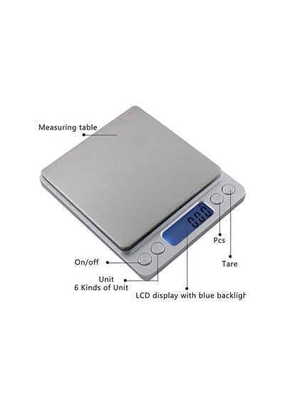 Dijital Mutfak Terazisi 3 Kg 0.1 G Hassasiyet Metal Platformlu Premium Terazi, Şık Ve Dayanıklı Tasarım Çok Renkli
