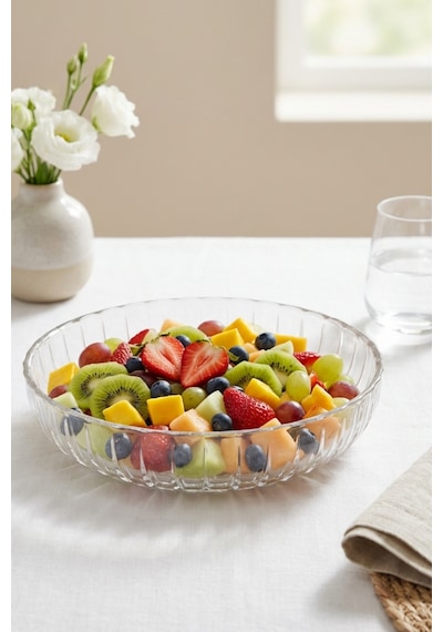 Selen Concept Sieana Model El Yapımı Cam Salata Ve Meyve Kasesi 2'li Set Şeffaf