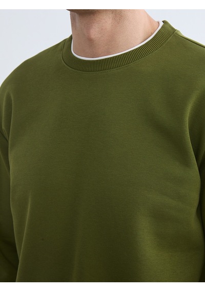 Lcw Vision Haki Bisiklet Yaka Erkek Kalın Sweatshirt