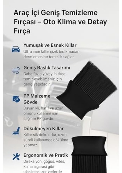 Araç İçi Geniş Temizleme Fırçası Oto Klima Detay Temizlik Fırça Cin694sy