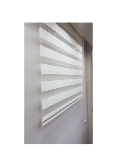 Ekru Düz İthal Bambu Zebra Stor Perde Güneşlik Alüminyum Kasa Beyaz