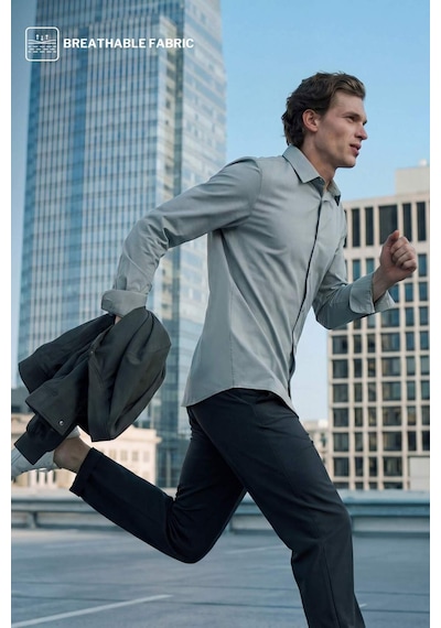 Defacto Slım Fıt Polo Yaka Basıc Düz Uzun Kollu Gömlek F9884ax26spgn1217 Yeşil-gn1217