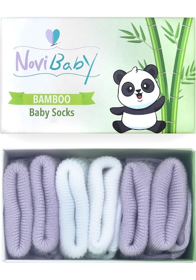 Novibaby 3'lü Bambu Yenidoğan Bebek Çorabı I Purpy I 0-6 ay "Karışık Renkli"