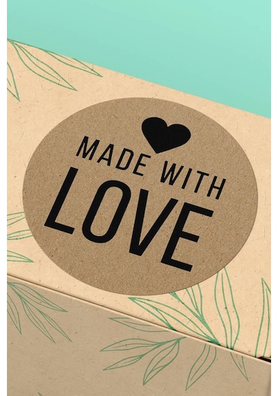 Made With Love Kraft Kargo Sticker 3x3cm St2149 Çok Renkli
