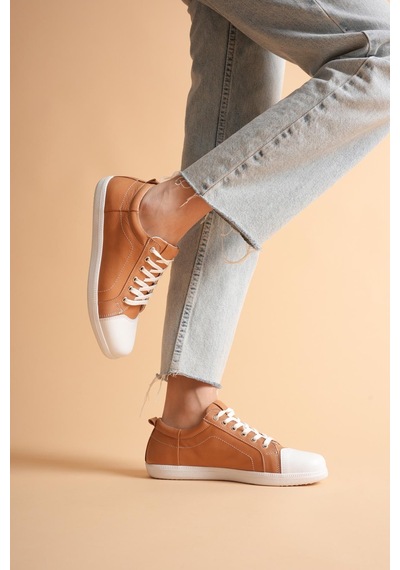 Analin Shoes Kadın Hakiki Deri Casual Spor Ayakkabı Taba