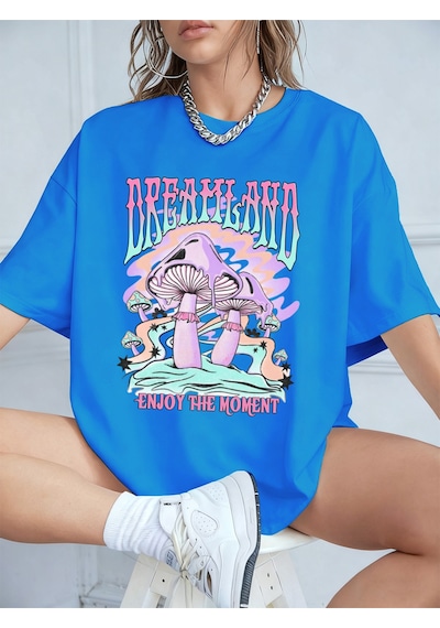 Noıssey Urban Pop Graphic Kadın Tişört Koleksiyonukod 5135 Bebe Mavi