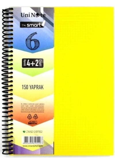 Çınar Bölmeli Defter 4+2 Spiralli 150 Yaprak Ayraçlı Defter